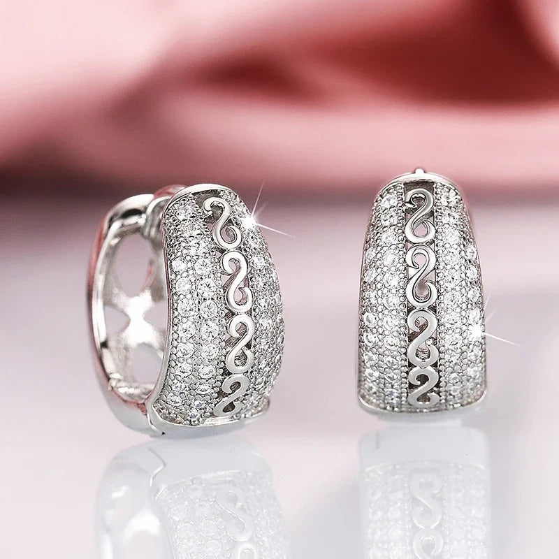 Silver Vintage Swirl Pattern Earrings-Lydieannejewelry