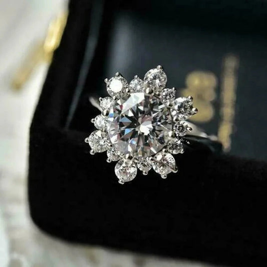 Vintage Silver Sparkle Bloom Ring-Lydieannejewelry