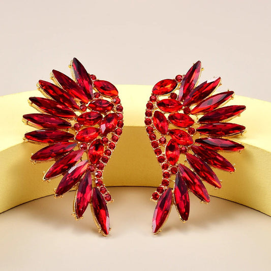 Gold Vintage Red Winged Gemstone Earrings-Lydieannejewelry