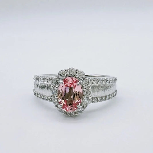 Vintage Silver & Light Pink Gemstone Adjustable Ring-Lydieannejewelry