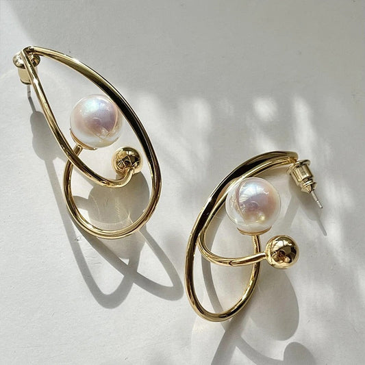 Vintage Gold Pearl Teardrop Earrings-Lydieannejewelry
