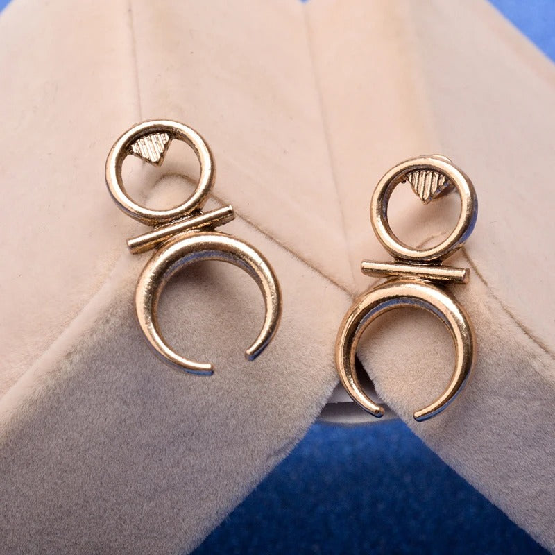 Vintage Ethnic Moon Stud Earrings-Lydieannejewelry