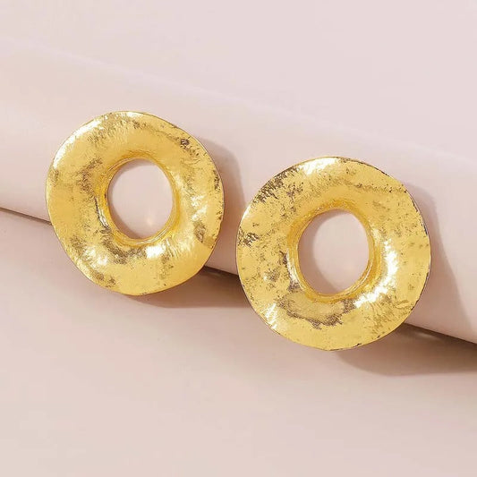 Vintage Gold Artistic Open-Circle Earrings-Lydieannejewelry