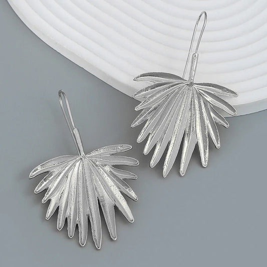 Vintage Silver Tropic Leaf Earrings-Lydieannejewelry