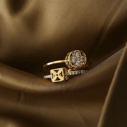Vintage Gold Double Layer Adjustable Ring-Lydieannejewelry
