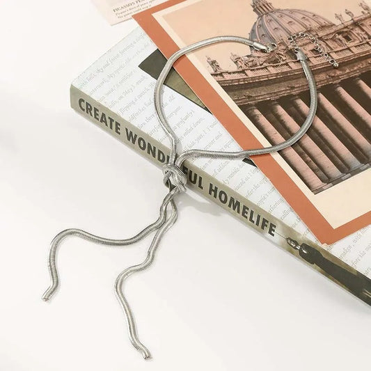 Silver Rope Twisted Knot Design Necklace-Lydieannejewelry