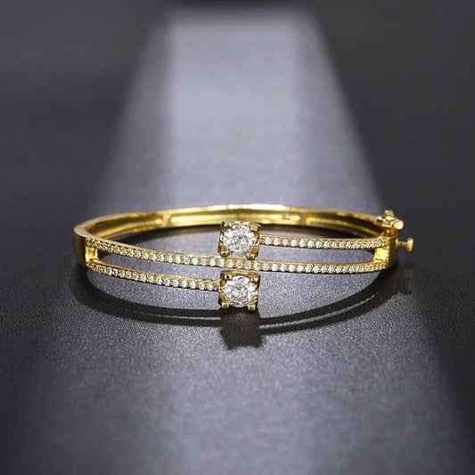 Vintage Gold Crystal Bangle Bracelet-Lydieannejewelry