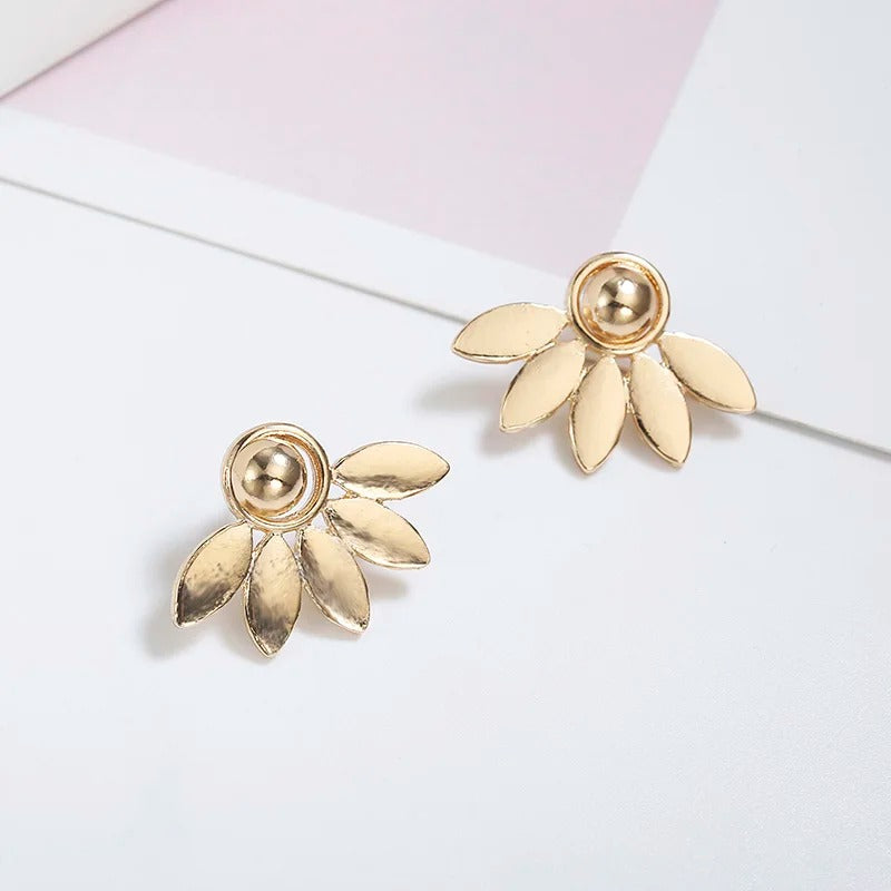 Gold Petal Design Earrings-Lydieannejewelry