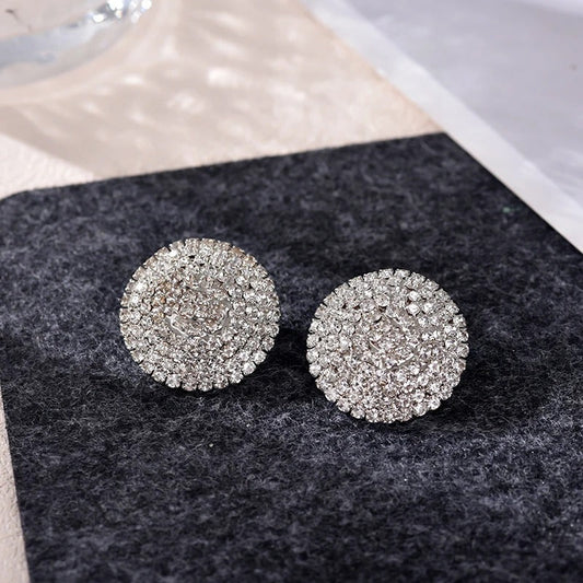 Vintage Silver Crystal Stud Earrings-Lydieannejewelry
