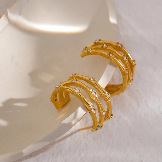 Vintage Glam Gold Hoop Earrings-Lydieannejewelry