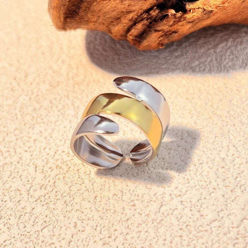 Gold & Silver Spiral Adjustable Ring-Lydieannejewelry