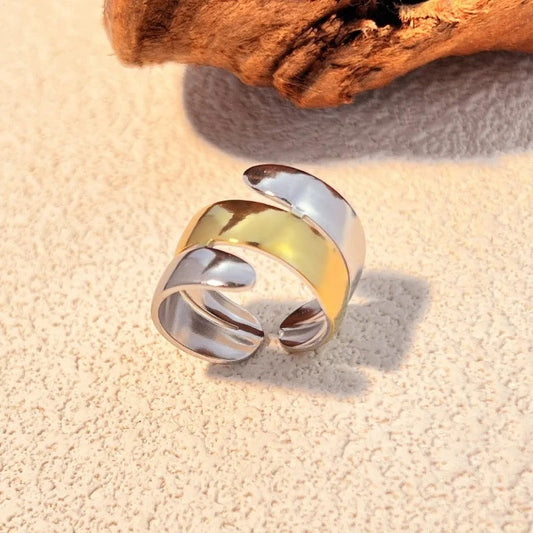 Gold & Silver Spiral Adjustable Ring-Lydieannejewelry