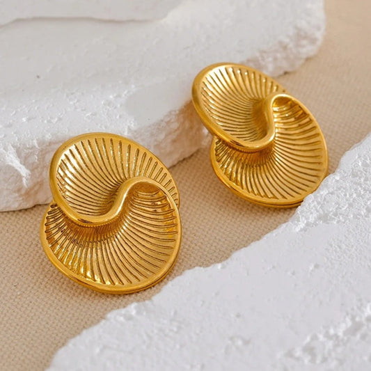 Gold Abstract Swirl Statement Earrings-Lydieannejewelry