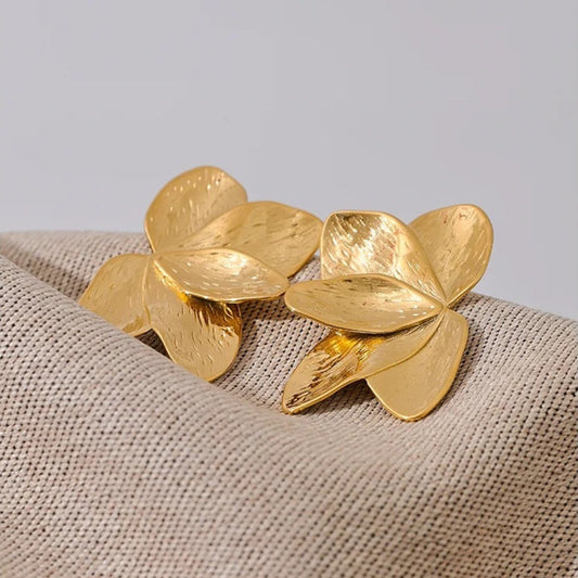 Vintage Gold Flower Petal Earrings-Lydieannejewelry