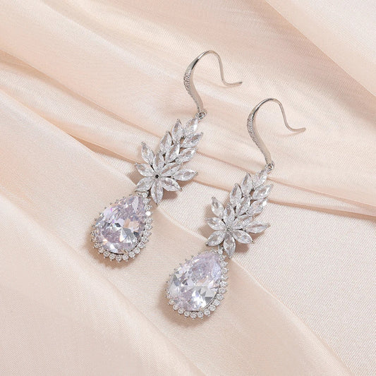 Silver Vintage Glam Drop Earrings-Lydieannejewelry