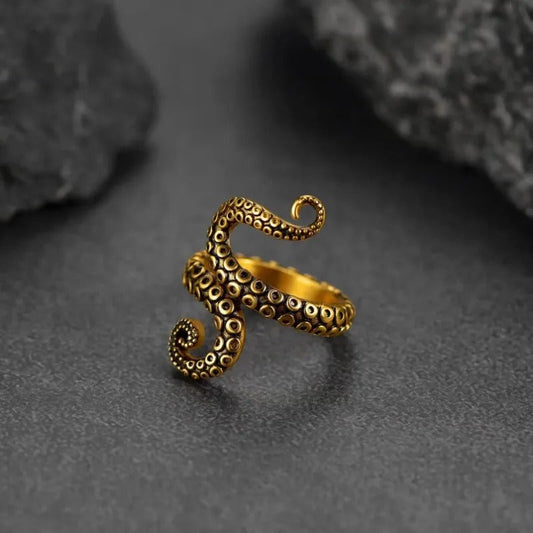 Vintage Gold Octopus Tentacle Adjustable Ring-Lydieannejewelry