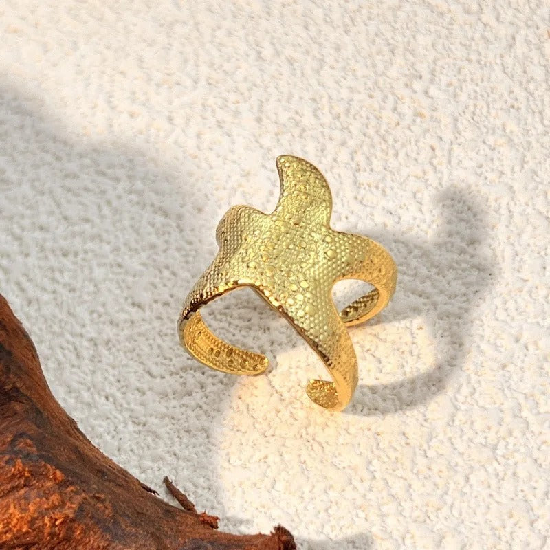 Vintage Gold Starfish Adjustable Ring-Lydieannejewelry