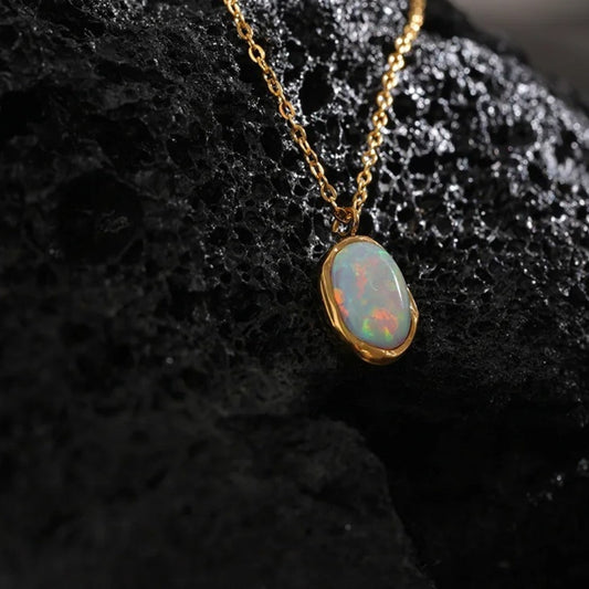 Vintage Glow Opal Stone Necklace-Lydieannejewelry