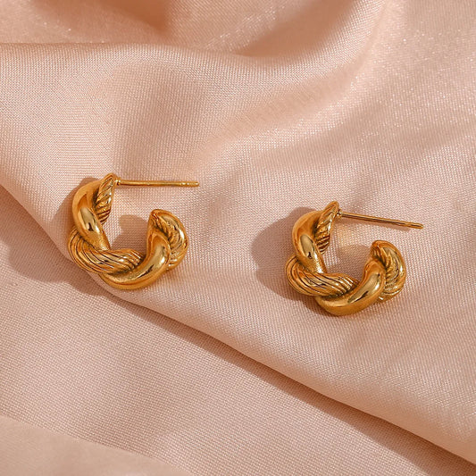 Vintage Gold Rope Twist Earrings-Lydieannejewelry