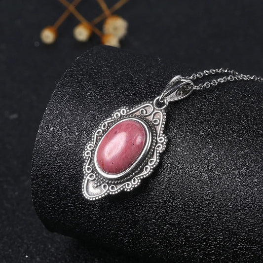 Silver Ornate Gem Pendant Necklace-Lydieannejewelry