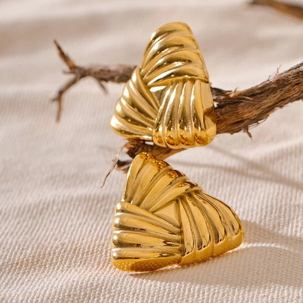 Vintage Gold Triangle Stud Earrings-Lydieannejewelry