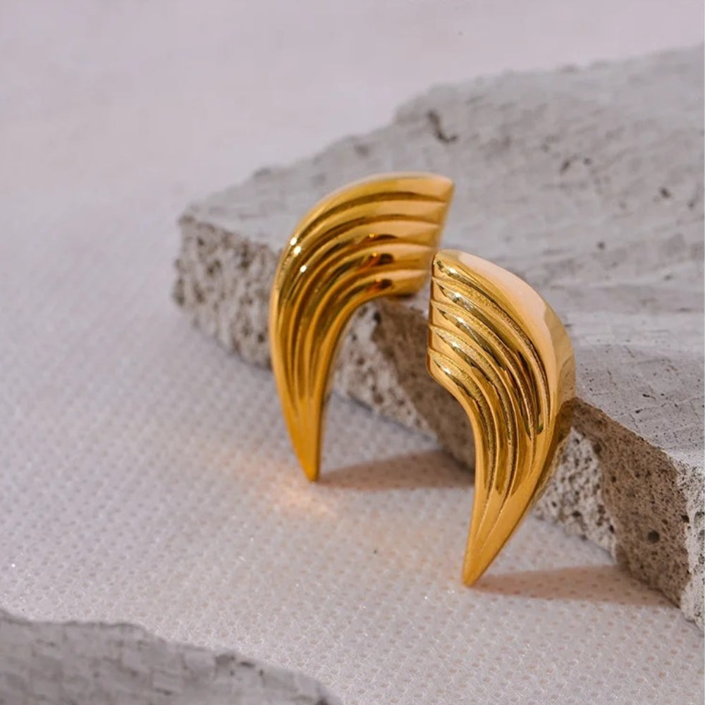 Vintage Gold Stripe Stud Earrings-Lydieannejewelry
