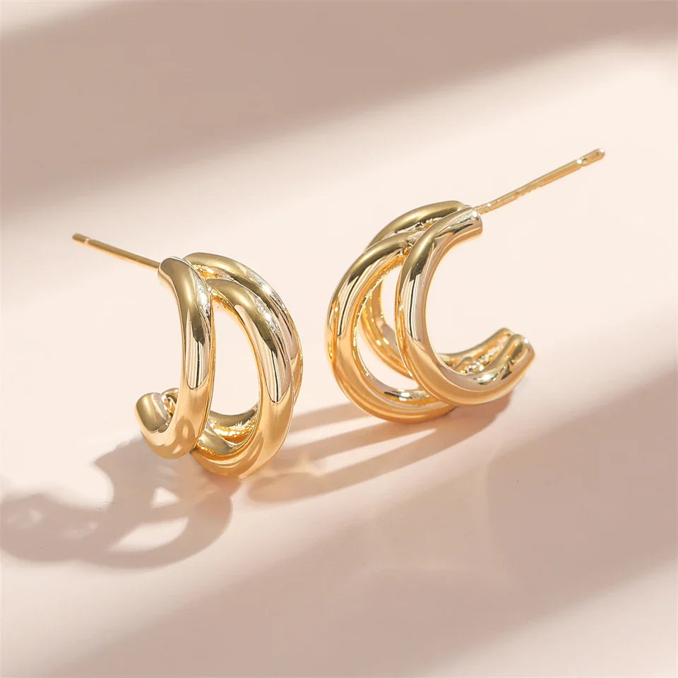 Gold Layered Hoop Earrings-Lydieannejewelry