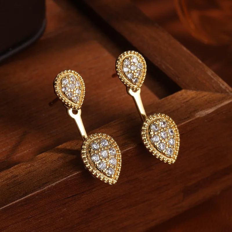 Vintage Gold Teardrop Dangle Earrings-Lydieannejewelry