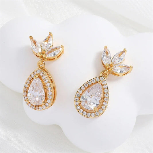 Gold Vintage Teardrop Dangle Earrings-Lydieannejewelry