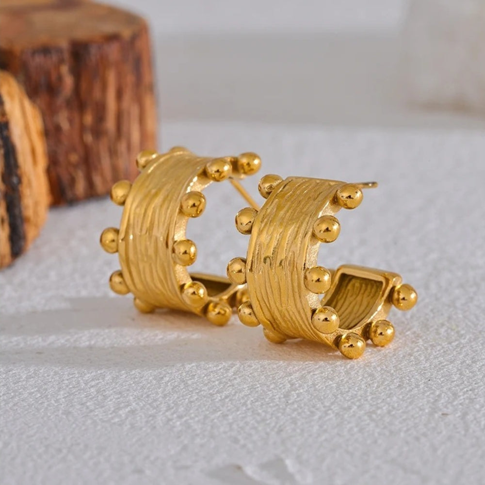 Vintage Gold C-Shaped Hoop Earrings-Lydieannejewelry