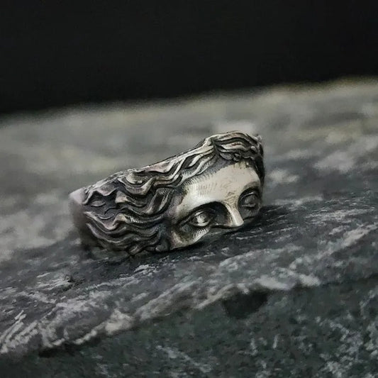 Vintage Mythical Face Silver Adjustable Ring-Lydieannejewelry