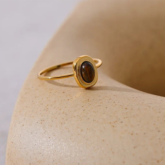 Vintage Brown Gemstone Gold Ring-Lydieannejewelry