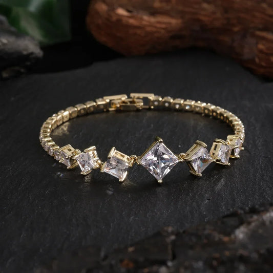 Vintage Gold Geometric Sparkle Bracelet-Lydieannejewelry