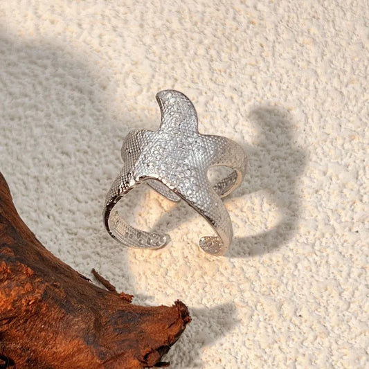 Vintage Silver Starfish Adjustable Ring-Lydieannejewelry