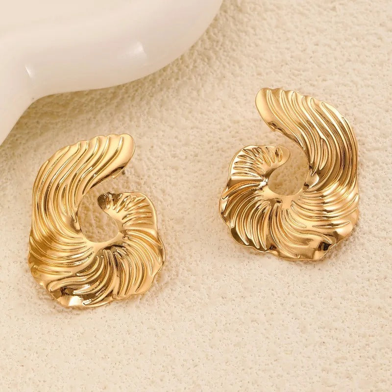 Vintage Gold Irregular Stud Earrings-Lydieannejewelry