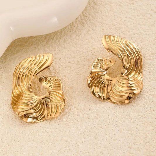 Vintage Gold Irregular Stud Earrings-Lydieannejewelry