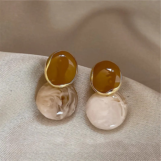 Vintage Earth Tone Gold Earrings-Lydieannejewelry
