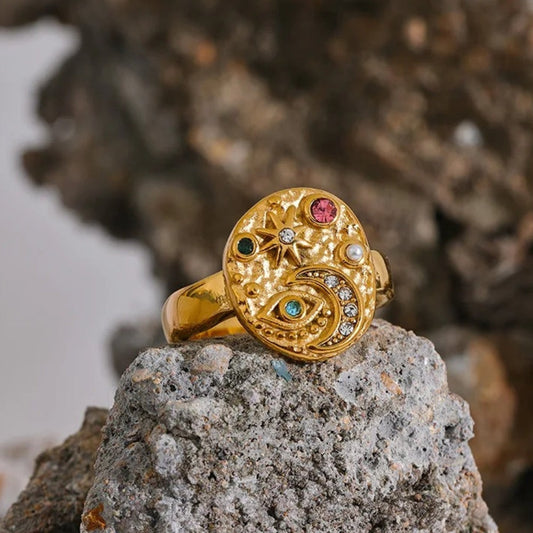 Vintage Multicolor Celestial Ring-Lydieannejewelry