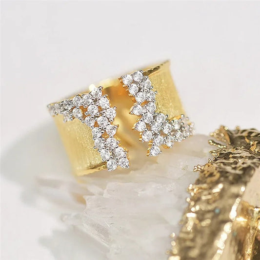 Vintage Sparkle Edge Gold Adjustable Ring-Lydieannejewelry