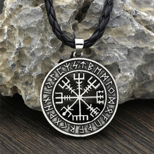 Silver Rune Circle Viking Necklace-Lydieannejewelry