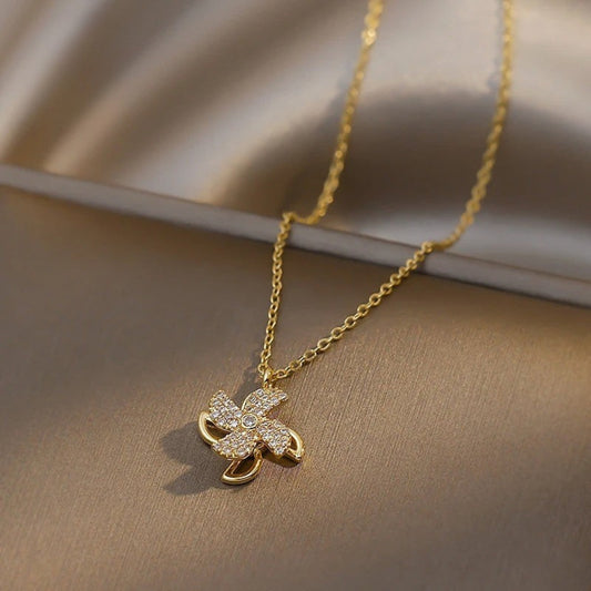 Vintage Gold Rotating Windmill Necklace-Lydieannejewelry