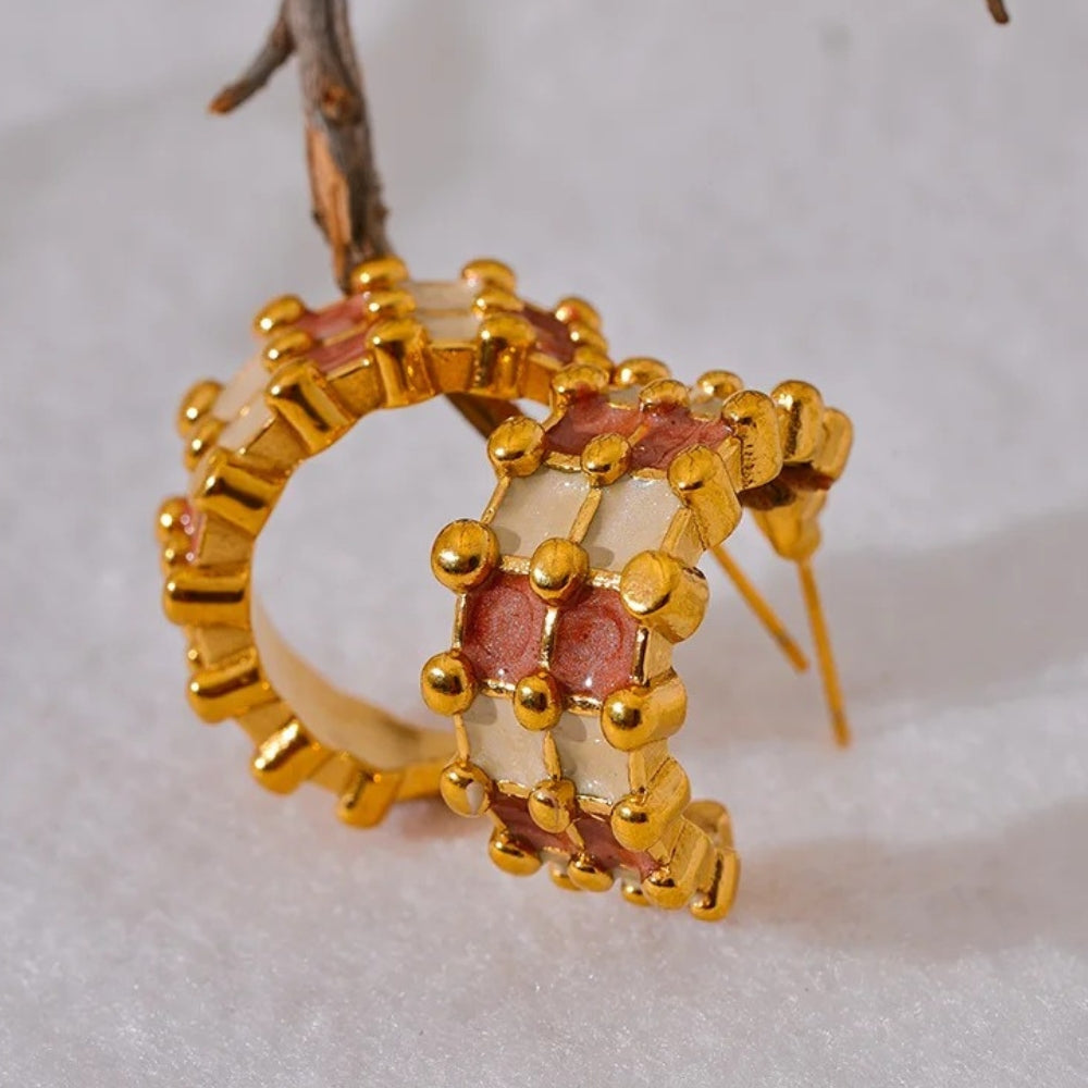 Vintage C-Shape Geometric Hoop Earrings-Lydieannejewelry