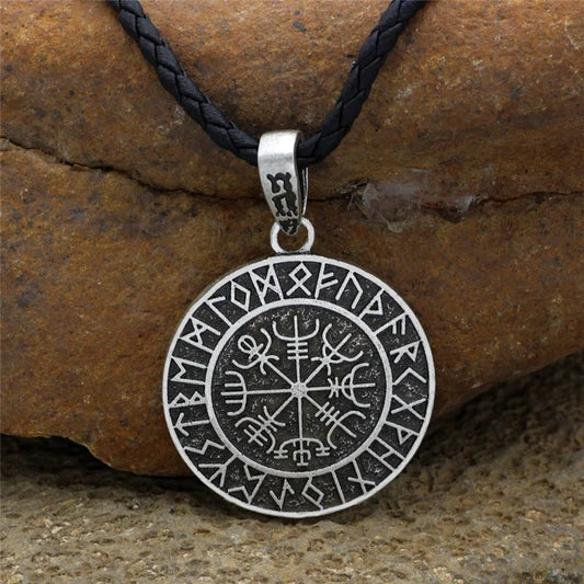 Norse Compass Pendant Viking Runes Necklace-Lydieannejewelry