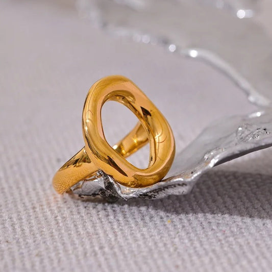 Vintage Modern Hollow Gold Ring-Lydieannejewelry