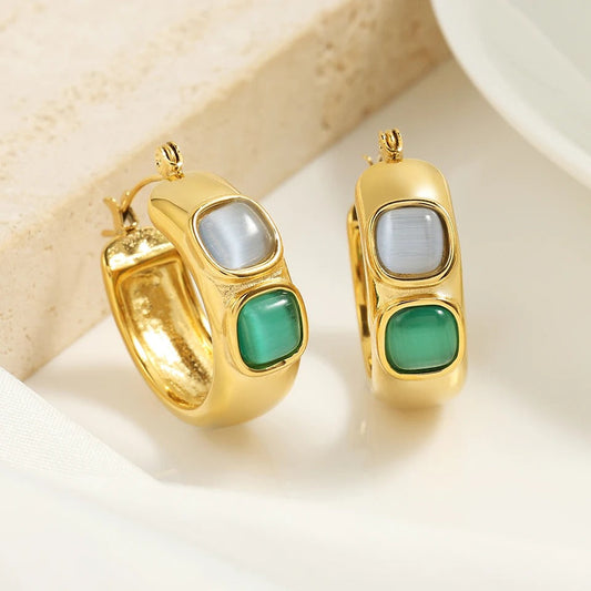 Vintage Gold U-Shaped Hoop Earrings-Lydieannejewelry