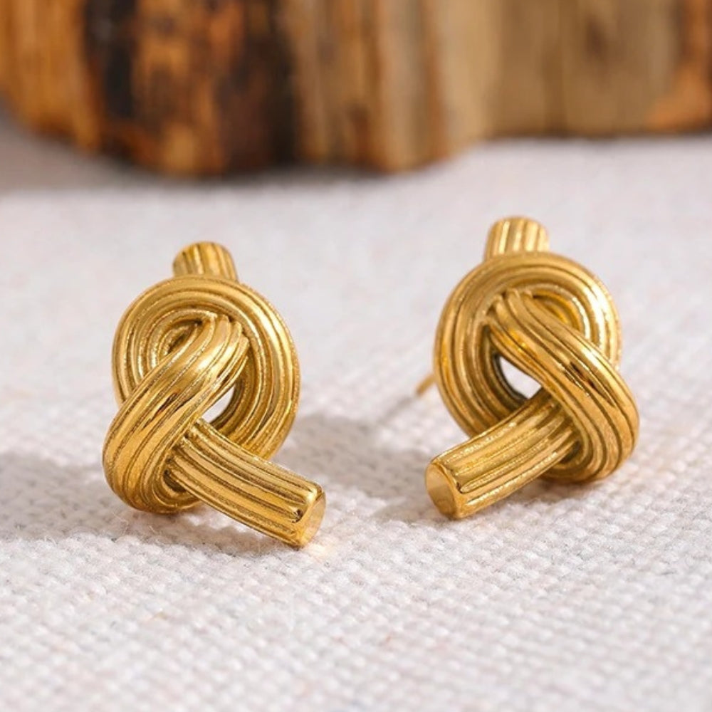 Vintage Gold Knot Stud Earrings-Lydieannejewelry