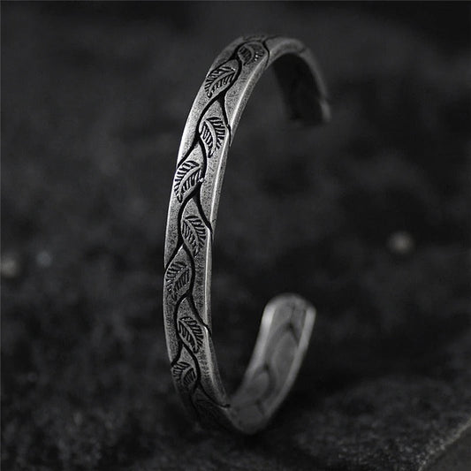 Vintage Silver Leaf Cuff Bracelet-Lydieannejewelry