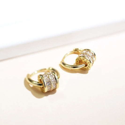 Vintage Gold Rolling Charm Earrings-Lydieannejewelry