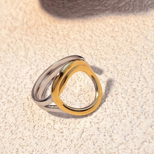 Vintage Gold & Silver Oval Adjustable Ring-Lydieannejewelry