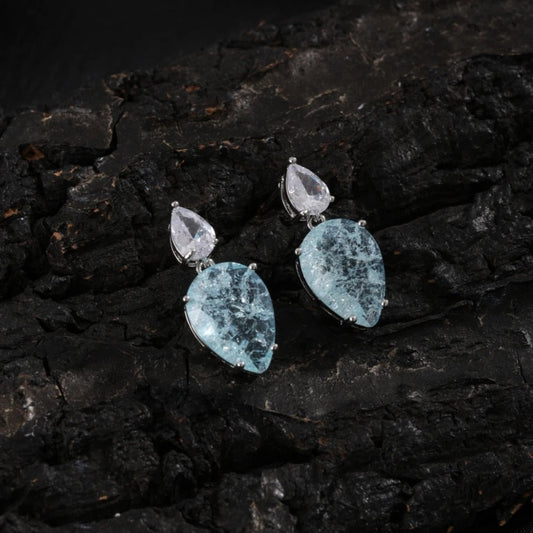 Silver Vintage Aquamarine Drop Earrings-Lydieannejewelry